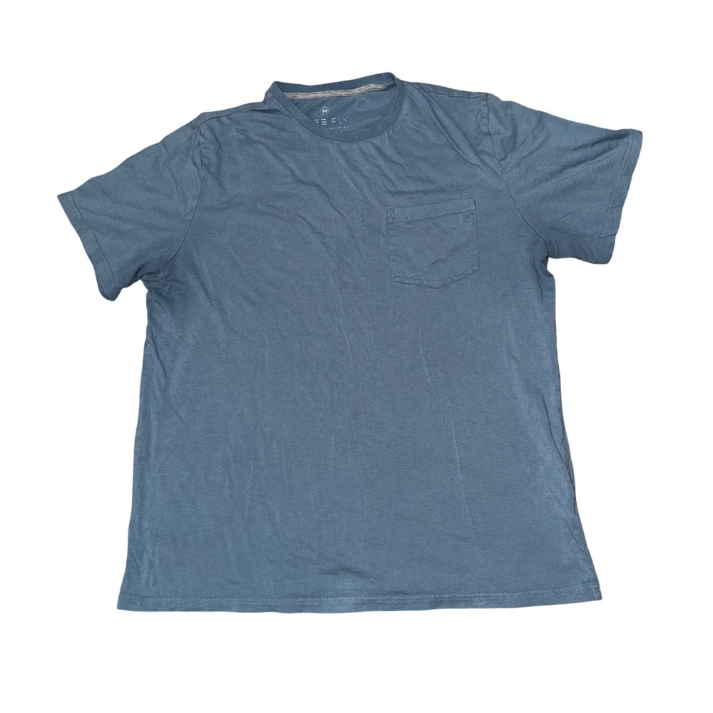 Free Fly Bamboo Pocket T-Shirt Mens Medium Blue Good Short Sleeve Tee